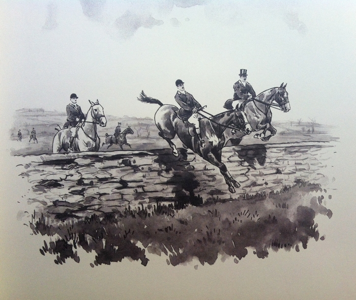 Le Rallye Hardys-Béhélec Hunt - Illustration tirée de l'ouvrage La Vénerie française contemporaine (1914) - Le Goupy (Paris)